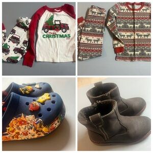 Kids Christmas Pajama Set and Shoes